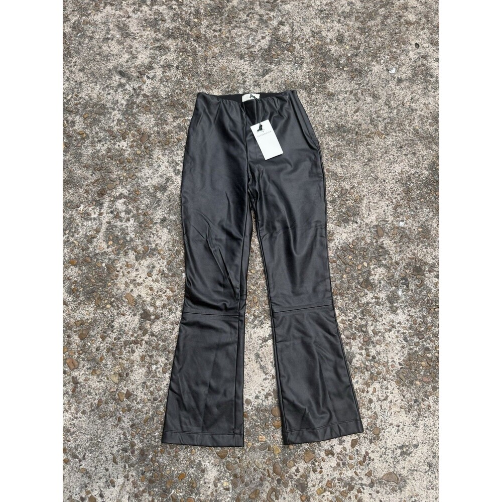 NWT Tuckernuck Pants in Black Women's XS Faux Mid Rise Leather Pleather Legging